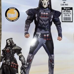 OVERWATCH "Reaper" Jumpsuit w/ Muscles, Hood & Mask Costume- Men's Medium(38-40)